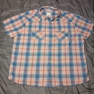 Ariat Western Shirt Men's Medium Retro Fit Button Up Pearl Snaps Cowboy Rodeo